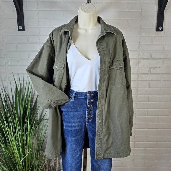 St. John's Bay Jackets & Blazers - St Johns Bay Olive Green Barn Jacket Fleece Lined Large Extra Large